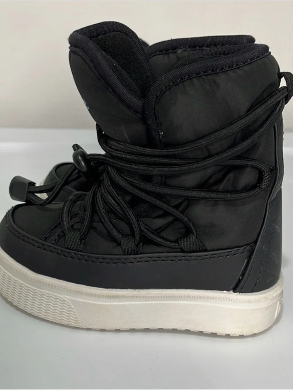 Native Black Kids Lace-Up Puffer Boot